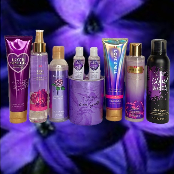 Vintage LOVE SPELL Victoria's Secret Garden Shimmer Cloud SelfTan Candle Oil SET